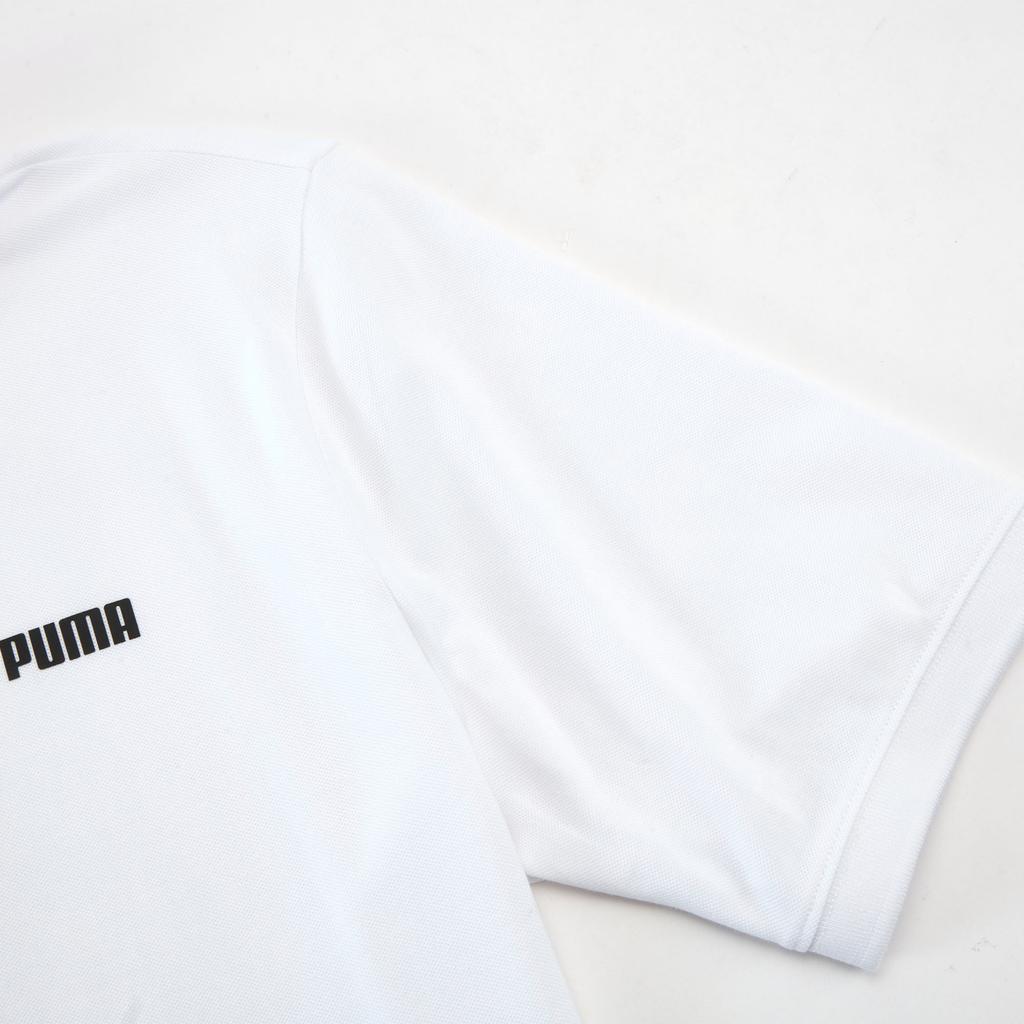 Puma Однотонная свободная удобная рубашка поло с коротким рукавом и принтом логотипа, мужская белая 690644-02