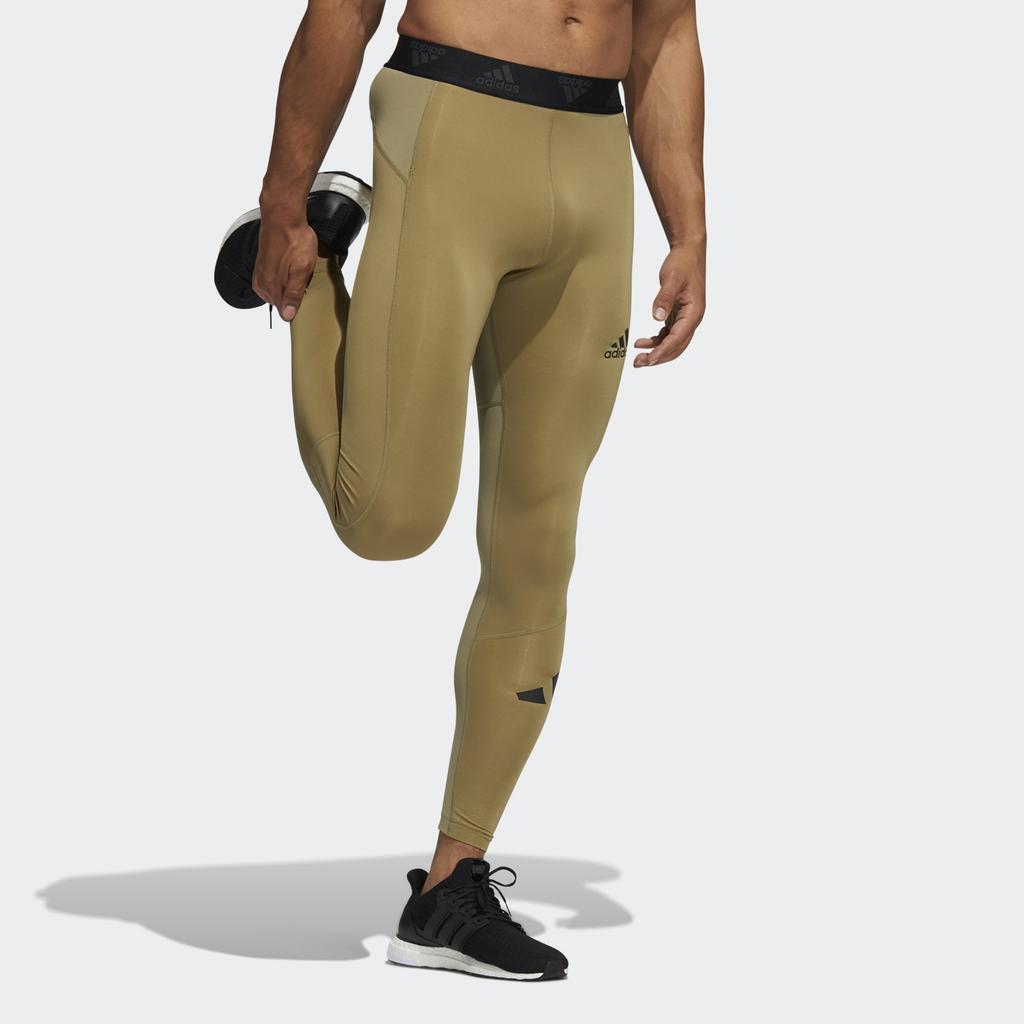 adidas Длинные леггинсы Techfit Азиатский размер 'Зеленый' Мужские H08760