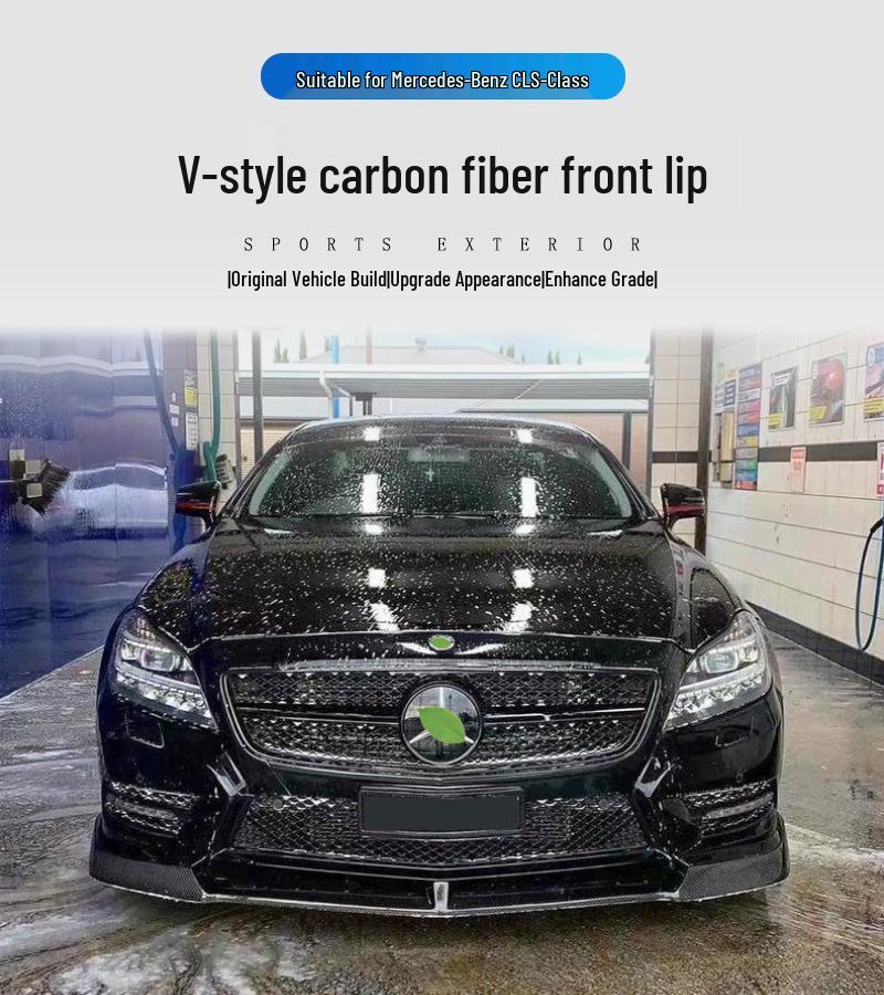 Малый комплект обвеса Mercedes-Benz из углеродного волокна Передний сплиттер губы спойлера.