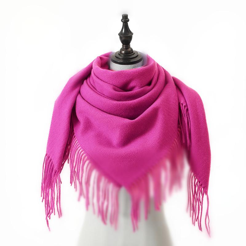 New Solid Color Wool Square Scarf Women's Imitation Cashmere Autumn and Winter Warm Scarf Cashmere Shawl