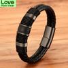 Woven Leather Rope Wrapping Special Style Classic Stainless Steel Men 'S Leather Bracelet Double -Layer Design Diy Customization