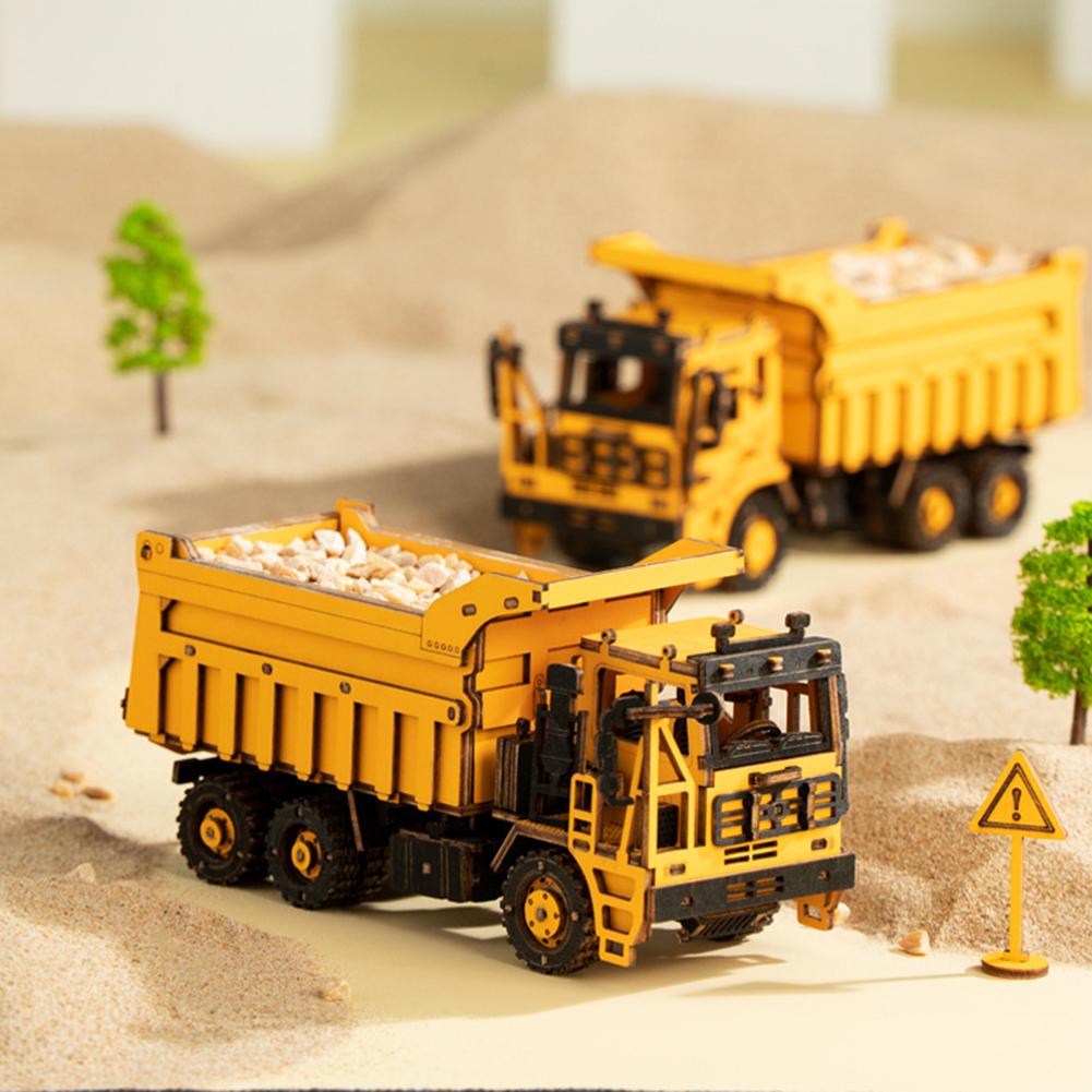 Hands Craft DIY 3D Wooden Puzzle Engineering Vehicle Model Puzzle Toys Creative Educational Toys Gifts For Kids Boys Girls