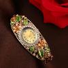 Bangle Dress Watch Vintage Faux Crystal Alloy Pretty Floral Pattern Bracelet Watch