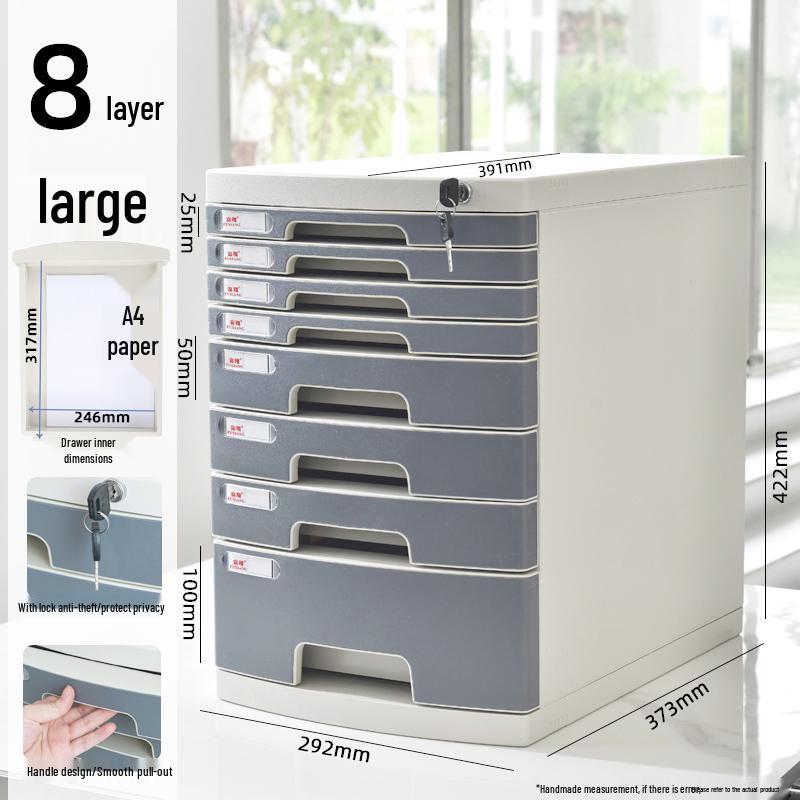 Lockable Multi-Layer A4 File Cabinet Drawer - Plastic Office Storage Box