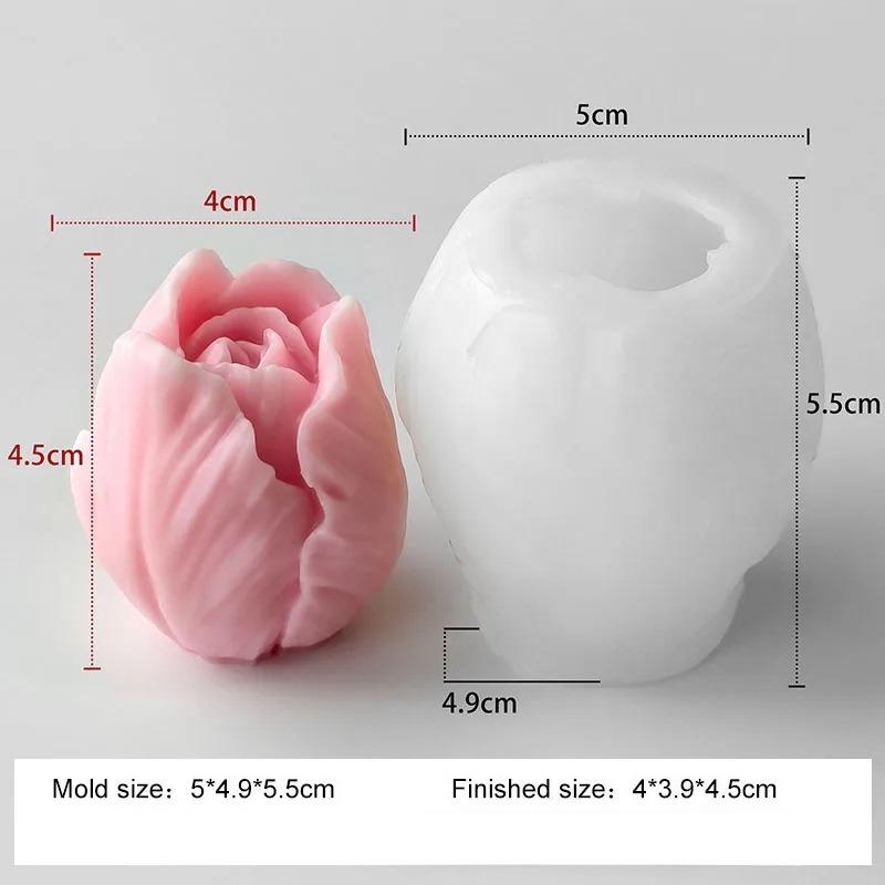 2 шт. Силиконовая форма Сделай сам Цветы Тюльпан Ручная работа Ароматическая свеча Гипс Смола Формы Домашнее печенье Инструмент для выпечки