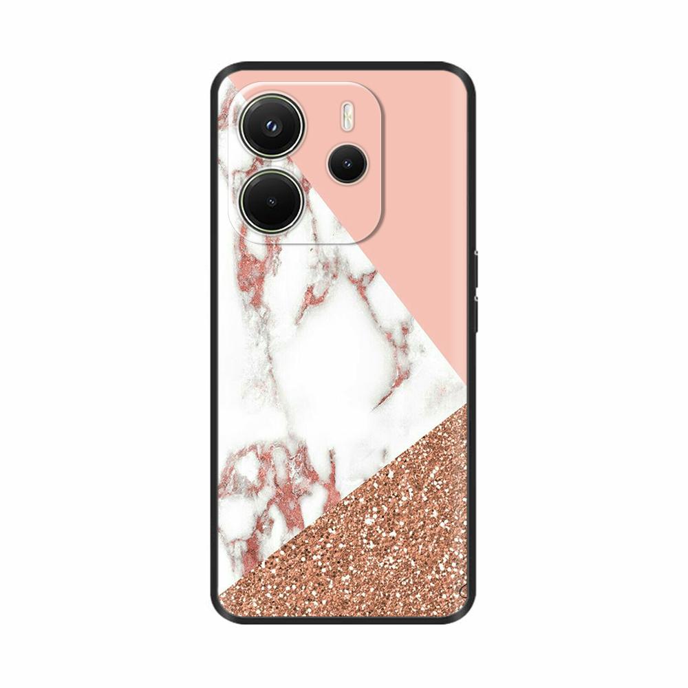 Для Xiaomi Redmi Note 14 4G Чехол Роскошный Расписной Чехол Черный Силиконовый Чехол для Телефона Для Redmi Note 14 Fundas note14 4G Мягкий Бампер