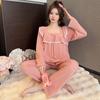 Милый женский пижамный комплект на весну и осень - хлопок 65/35, стиль INS Princess, длинные рукава и брюки, можно носить на открытом воздухе, легкая домашняя одежда.