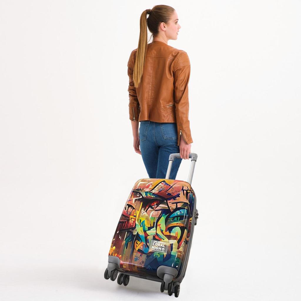 coral high Чемодан для ручной клади с красочным рисунком (50см) 16534