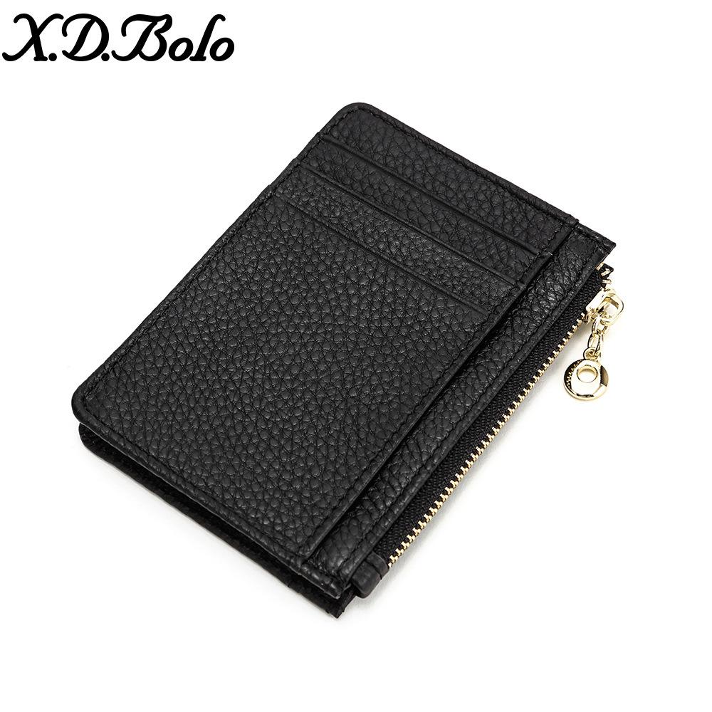 Маленький кожаный кошелек в японском стиле с буквами и камешками, отделение для нескольких карт, ультратонкий держатель для карт, мини-кошелек на молнии