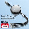 3 в 1 Быстрый USB-кабель 6A 100 Вт Кабель для передачи данных Выдвижной Портативная зарядная линия Micro USB Type C Зарядный кабель Для IPhone / Samsung