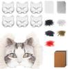 Маска Кошки Лисы с Мехом Сетками для Глаз Наклейкой с Самоцветом, Маска для Раскрашивания для Терианов, Набор для Животной Маски для Рукоделия, Костюмная Маска