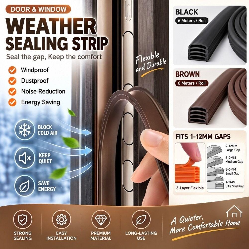 Flexible Door Seal Strip Anti-Collision Door Gap Seal Window Door Frame Sealing