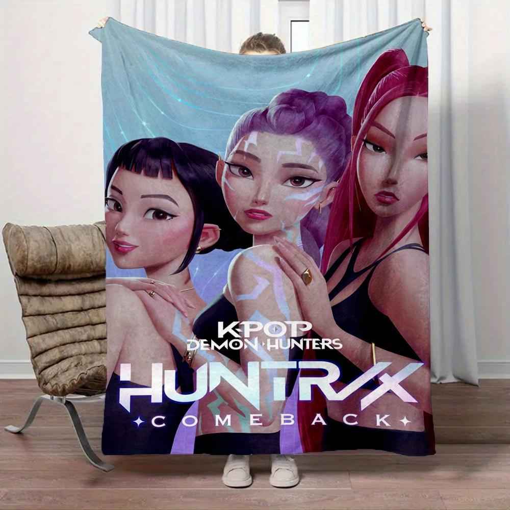1Pc K-Pop, Demon Hunters Print Flannel Blanket, High quality Digital Printing, Comfortable for All Seasons, Home DecorGifts821038