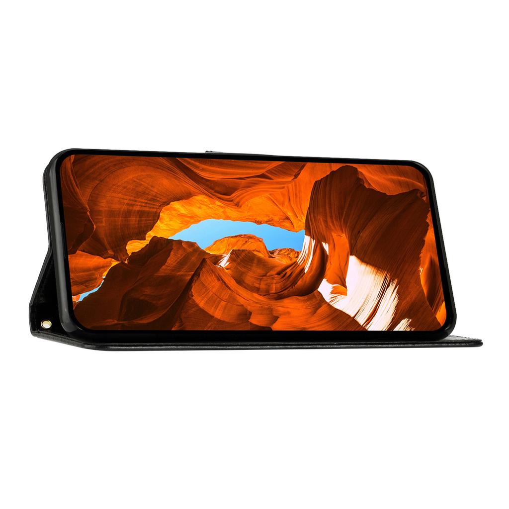 For iPhone 17 Pro Leather Wallet Case Butterfly Flower Imprinted Phone Cover with Strap