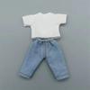 Fashion Doll Clothes T-shirt Cute Denim Trousers for 1/11 OB11/Obitsu11Dolls/1/12Bjd Doll