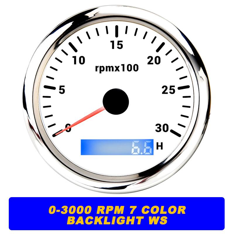 New 7 Color Backlight 85mm Tachometer Gauge For Marine Boat Car Truck 9-32V LCD 3K~8K RPM Tacho Digital Hour Meter