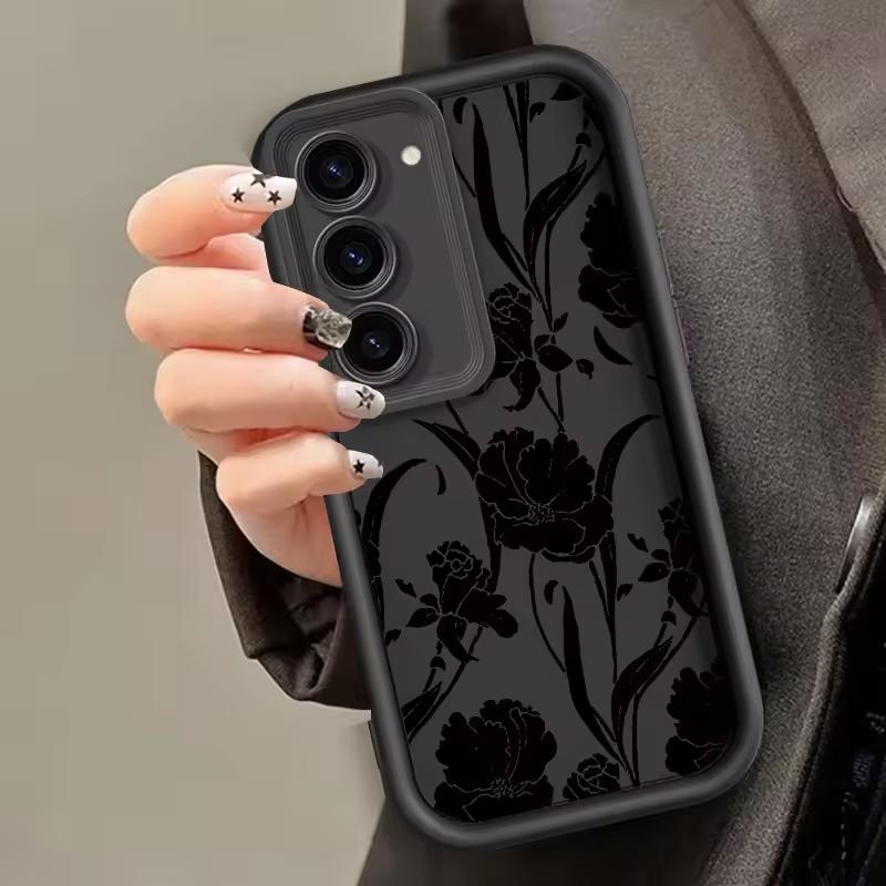 Черная Роза Цветок INS Для Samsung Galaxy Чехол S24 S23 S22 S21 Ultra Plus Fe A55 A54 A53 A52 A35 A25 A15 A14 5G Телефон Y2k Обложка