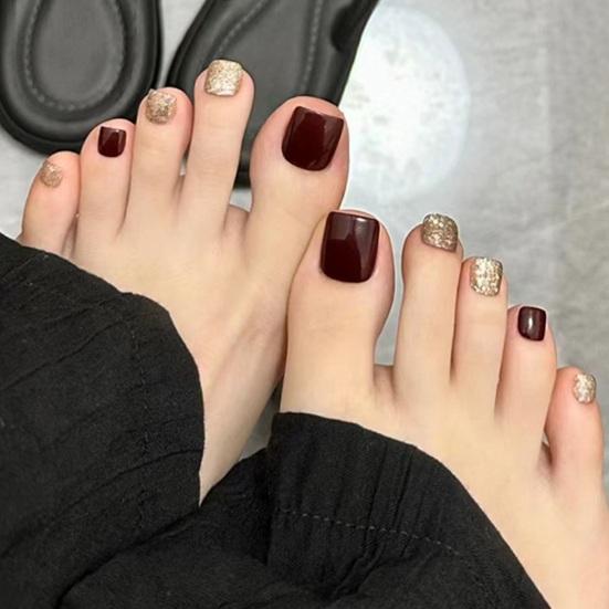 240/504 Pcs DIY Pedicure Patches Square Toe Nail Tip Press On Full Cover False Toenail Extension Kit Clear Matte Fake Nails