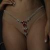 Elegent Stonefans Rhinestone Crystal Thong Woman Bikinis Panties Bling Jewelry Sexy Waist Beads Belly Silver Underwear Body Chain Gift