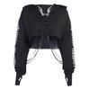 Frauen Gothic Reflektierende Druck Hoodies Crop Top Pullover Sweatshirt Jumper Mit Abnehmbare O-ring Kette