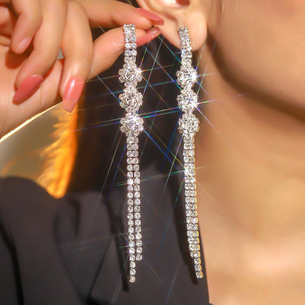 Темперамент Модные блестящие длинные серьги с кисточками из бриллиантов, серьги Senior Sense, женские серьги, 1 пара