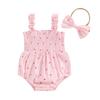Baby Girl 2 Piece Outfits Strawberry Print Sleeveless Romper and Headband Set Cute Fashion Summer Clothes