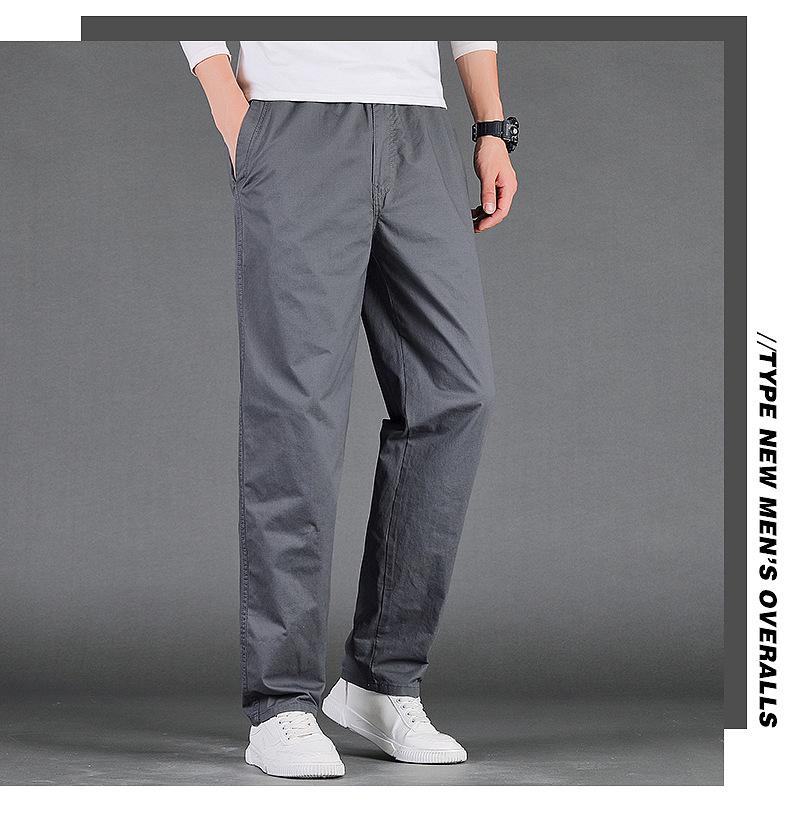 Men's Pure Cotton Cargo Pants - Loose Fit, Straight Leg, Plus Size, Spring/Autumn Style