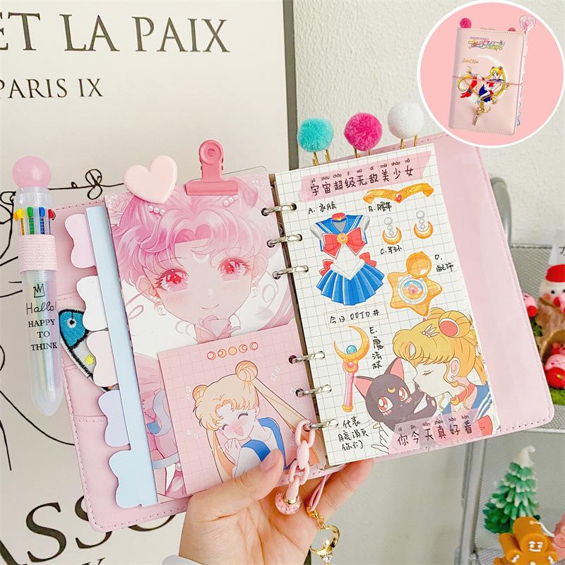 A6 Cute Binder Girl Heart Pendant Hand Ledger Gift Pack Luxury Set DIY Binder Notebook Diary Agenda Planner Paper Stationery