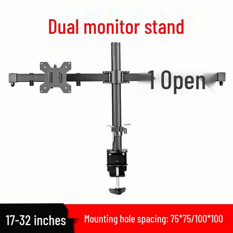 No-Drill Dual Screen Desktop Monitor Stand with Pneumatic Retractable Arm