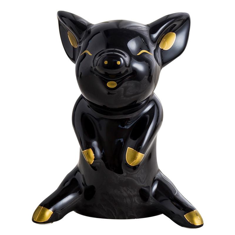Family of 3 Ceramic Pig Creative Design Ornaments Adorable Living Room Decorations TV Cabinet Wine Cabinet Crafts Opening Gift