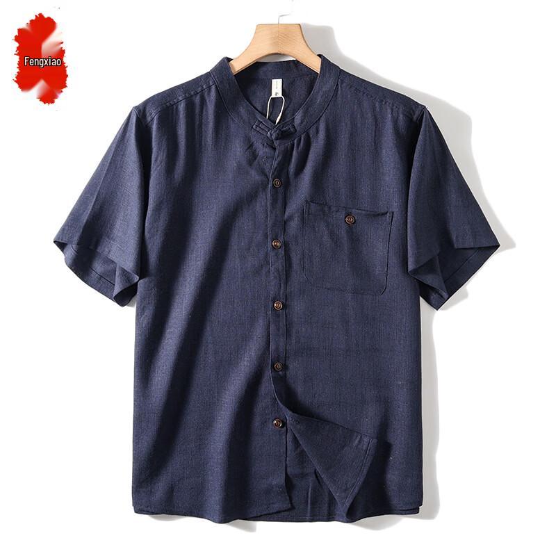 Men's Stand-Collar Short-Sleeve Casual Shirt