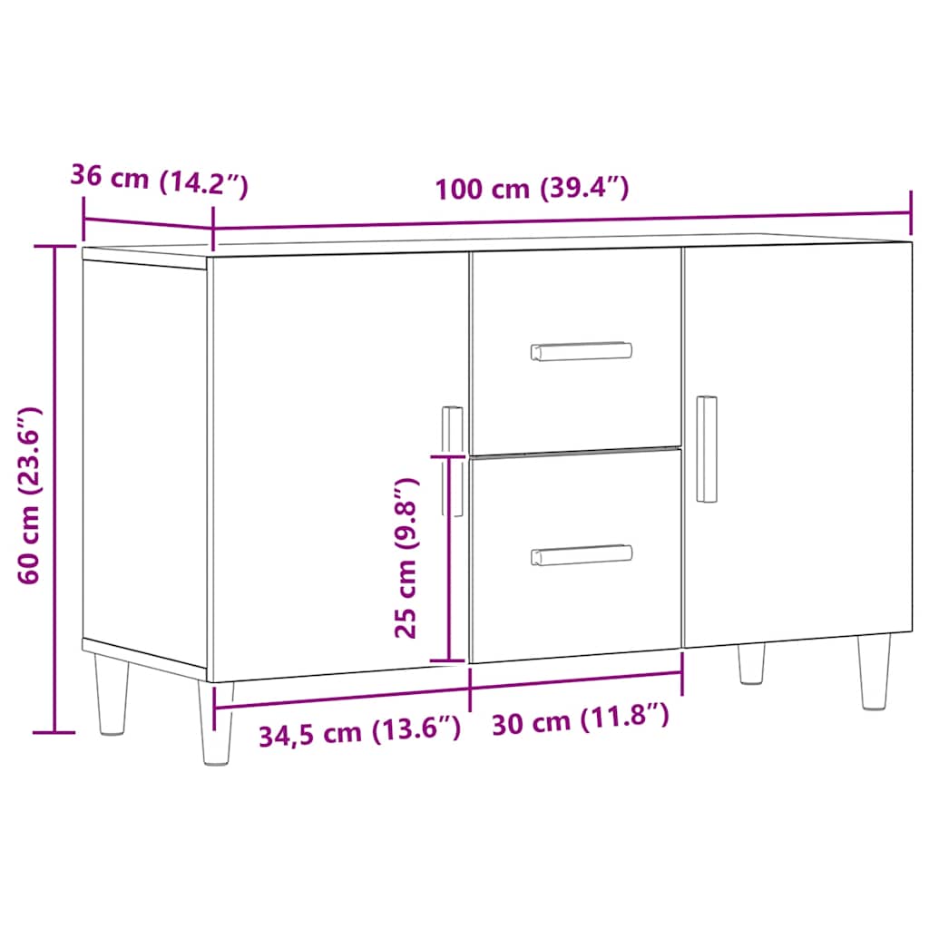 Sideboard Artisan Oak 100 x 36 x 60 cm Particleboard