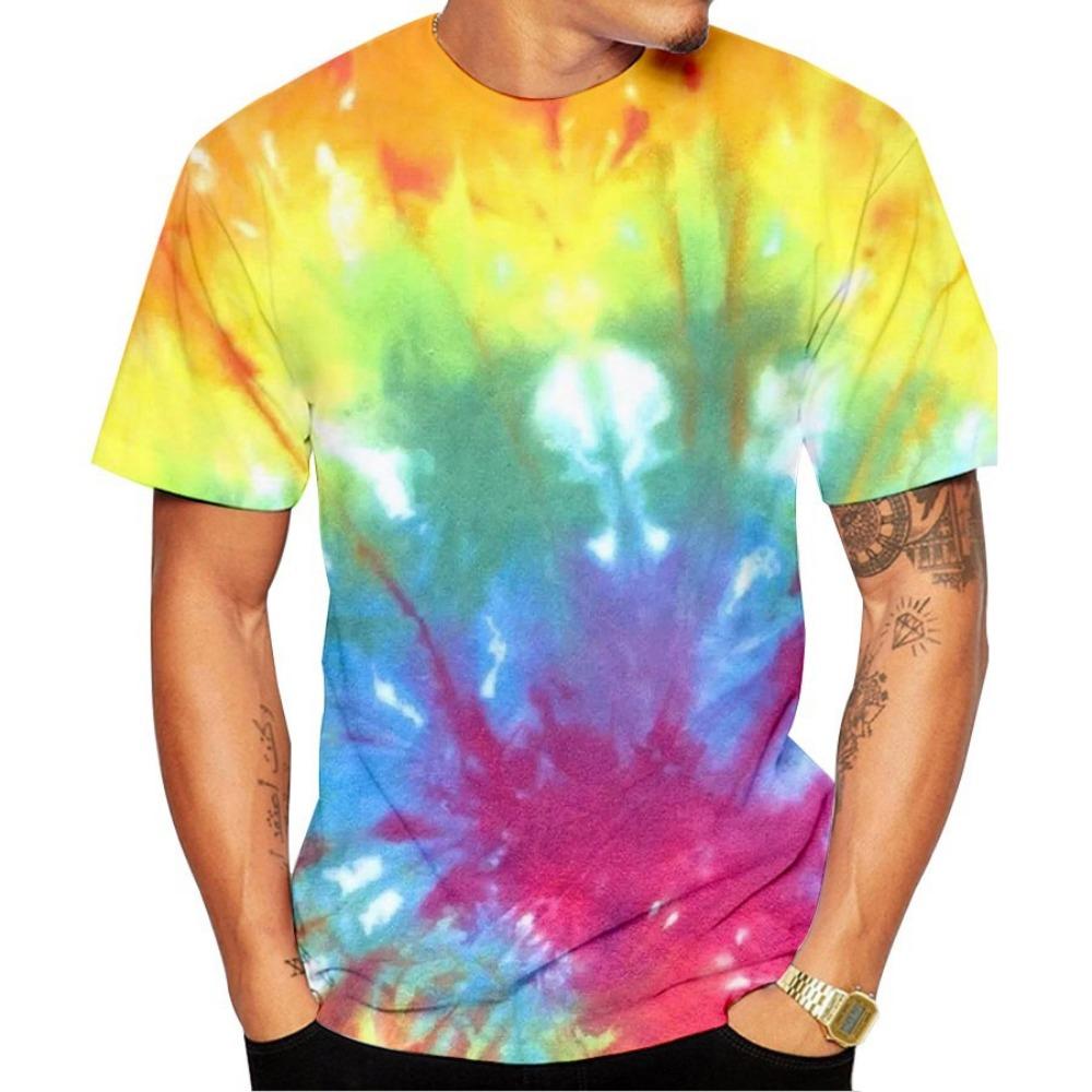Красочная футболка с 3D принтом Tie Dye, мужская и женская модная уличная одежда, футболки с короткими рукавами, большие детские футболки в стиле Харадзюку, топы, одежда