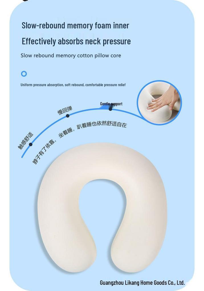 Memory Foam U-Shaped Neck Pillow - Travel Cushion for Neck Protection and Support