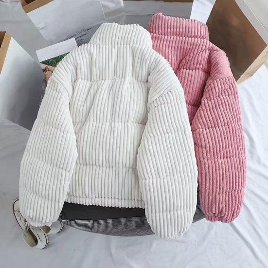 Женское осеннее зимнее пальто с воротником-стойкой, защита шеи, полосатая текстура, свободная толстая с длинным рукавом, сплошной цвет, удерживающая тепло, женская уличная куртка