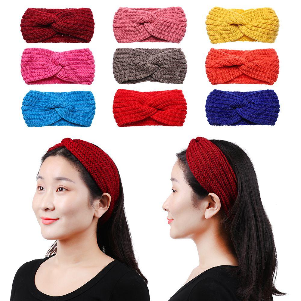 Теплые аксессуары для волос Женские плетеные повязки на голову с перекрестом Крючком Тюрбан Вязаные головные уборы Повязка на голову