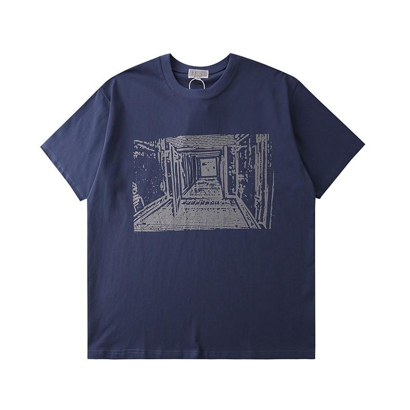 Mens Streetwear Short Sleeve T-Shirt CAV EMPT Style Simple Letter Print Casual Pink Tee Teens