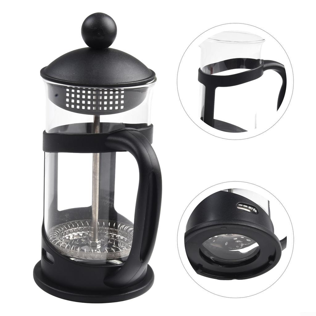 Кофейник 16x7,7 см. Пресс для кофе, 1 шт., черный, прозрачный