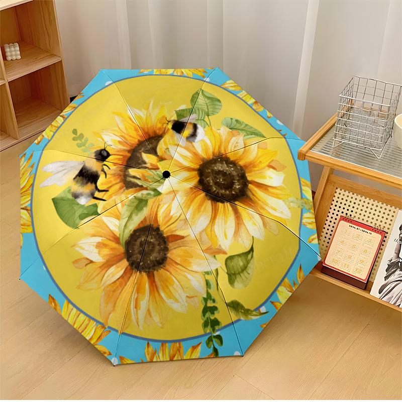 Sunflowers 2 Printed umbrella windproof folding umbrella portable sun and rain umbrella suitable for gifting