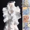 1Yard/91cm 18cm Width Polyester Silk Lace Soft Shiny Satin Big Wavy Pleated Egde