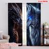 2D Flat Printing 2pcs Party Curtains Dragon Wolf Fire Ice Art Versatile Polyester,Without Electricity Summer Party Decorations