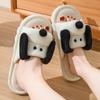 Унисекс, лето, весна, осень, большой размер, мультяшная собака, домашние льняные тапочки, повседневные нескользящие домашние тапочки, обувь для пар 36-45