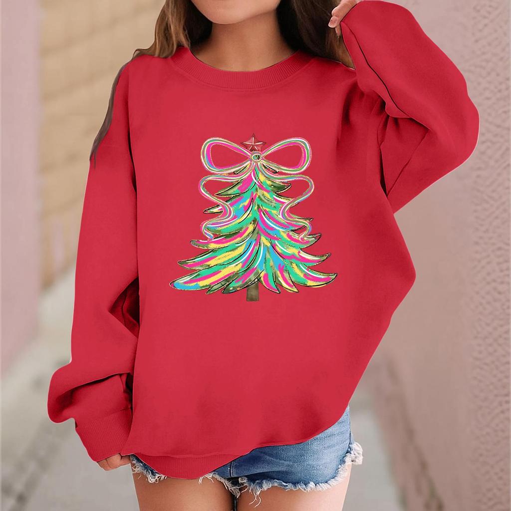 Children's Fashionable Casual Long-sleeved Loose Christmas Print Pullover Sweatshirt