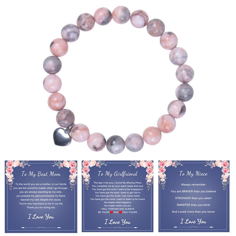 JYL TS Bracelet Mother's Day Heart Pendant Beaded Honors Love & Fertility