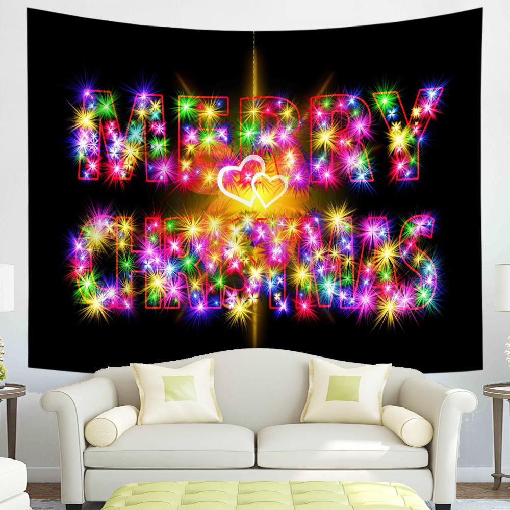 С Рождеством Гобелен Снежинки Санта-Клаус Зимняя ночь Рождественская елка Настенный камин Подарок Новогодние украшения для дома