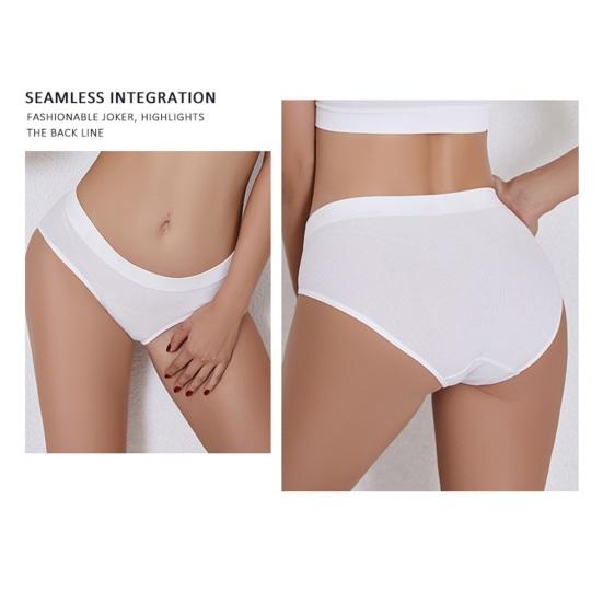 Women Panties Solid Color Elastic Mid Waist Seamless Thin Thread Soft Anti Septic Breathable Intimate Clothes Lady Underwear Briefs