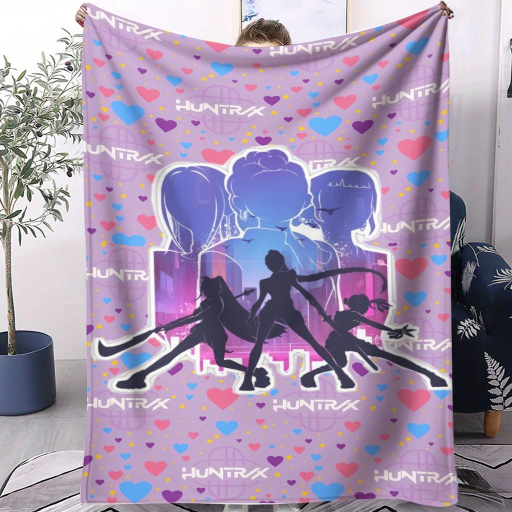 K Pop Demon Hunters Blanket Soft Warm Flannel Throw Hot Anime Fan Gift for Travel Camping Sofa Bed Cover Living Room Dorm Decor