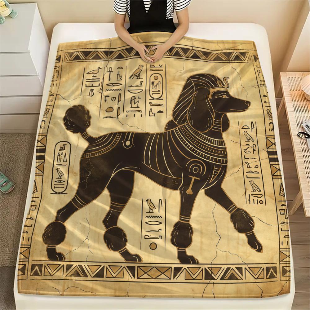 Ancient Egyptian mural animal Print Flannel Blanket,High quality Comfortable for All Seasons,Home Decor,Warmth and Comfort,Perfect for Christmas Gifts