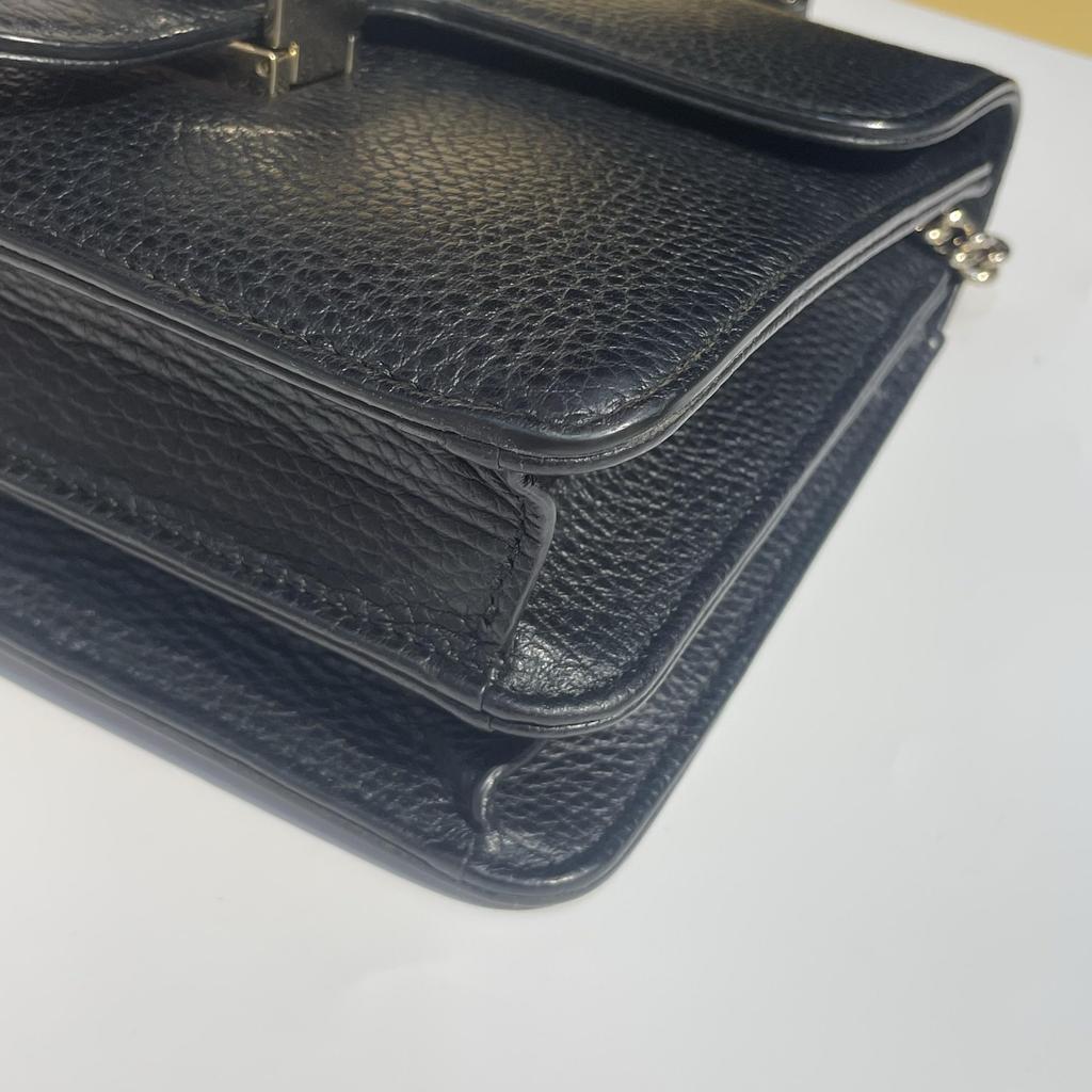 [Pre-Owned] Double G Chain Shoulder Strap Pebbled Leather Messenger Bag Accordion Crossbody Bag - Very Good #197NET1
