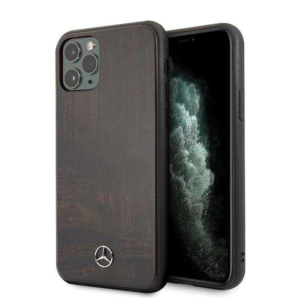 Etui do iPhone 11 Pro Max Mercedes Wood Line Rosewood Brązowy
